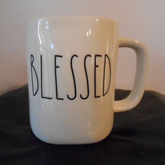 BLESSED White Mug - Rae Dunn Artisan Collection by Magenta 4.75"T - Picture 1 of 4